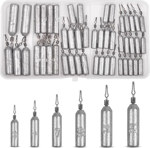 Drop Shot Fishing Weights, Pencil Weights Fising Sinkers No Snag Drop Shot Rig Skinny Sinkers for Bass Saltwater Freshwater Fishing 1/8oz,3/16oz,1/4oz,3/8oz,1/2oz,3/4oz in Saudi Arabia