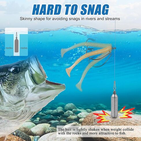 Drop Shot Fishing Weights, Pencil Weights Fising Sinkers No Snag Drop Shot Rig Skinny Sinkers for Bass Saltwater Freshwater Fishing 1/8oz,3/16oz,1/4oz,3/8oz,1/2oz,3/4oz in Saudi Arabia