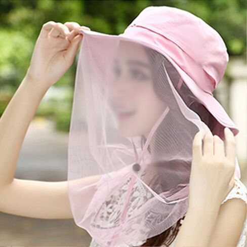 Outdoor Mosquito Net Sun Mesh Mask Cover Fishing Hat Women Men Bucket Hat Cap in Saudi Arabia