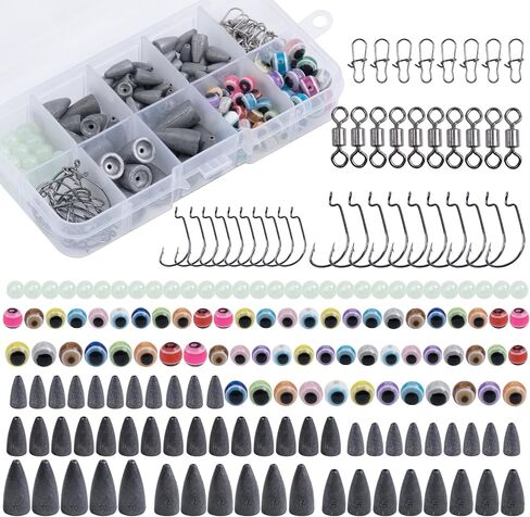 Goture Texas Rig 182pcs,Drop Shot Fishing Weights 28pcs,Variety Texas Rig Kit,Ideal Fishing Sinkers and Weights,Pencil Shape Weights for Accurate Casting in Saudi Arabia