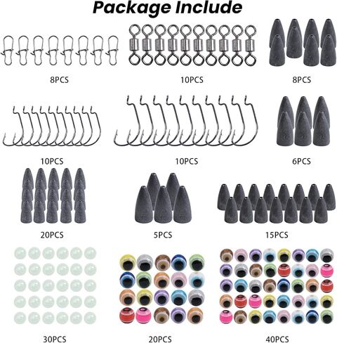 Goture Texas Rig 182pcs,Drop Shot Fishing Weights 28pcs,Variety Texas Rig Kit,Ideal Fishing Sinkers and Weights,Pencil Shape Weights for Accurate Casting in Saudi Arabia