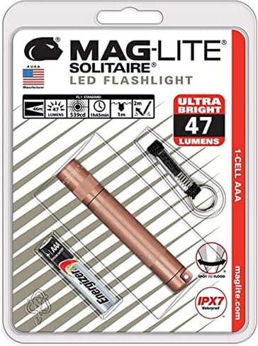 Maglite Solitaire 47 Lumens Rose Gold LED Flashlight with Key Ring AAA Battery - Case of: 1 in Saudi Arabia