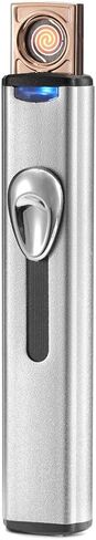 Lighters USB Lighter Double Sides Rechargeable Flameless Windproof Electric Cigarette No Gass Lighter (Silver) in Saudi Arabia