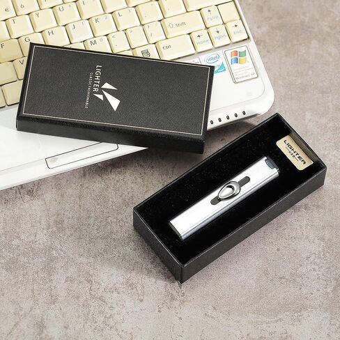 Lighters USB Lighter Double Sides Rechargeable Flameless Windproof Electric Cigarette No Gass Lighter (Silver) in Saudi Arabia
