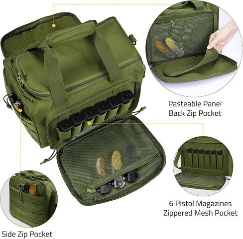 CVLIFE Tactical Gun Range Bag Pistol Shooting Range Duffle Bag, Range Bag for Handguns Gun Case Bag with Lockable Zipper for Shooting Range Outdoor Hunting in Saudi Arabia