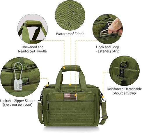 CVLIFE Tactical Gun Range Bag Pistol Shooting Range Duffle Bag, Range Bag for Handguns Gun Case Bag with Lockable Zipper for Shooting Range Outdoor Hunting in Saudi Arabia