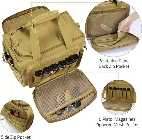 CVLIFE Tactical Gun Range Bag Pistol Shooting Range Duffle Bag, Range Bag for Handguns Gun Case Bag with Lockable Zipper for Shooting Range Outdoor Hunting in Saudi Arabia