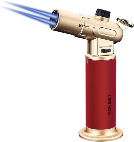 WDMART-US Windproof Refillable lighters - Metal Butane Gas Lighter - Dual Turbo Direct Injection Lighter - Cooking Torch Lighter - Fixed The Flame Function - Large Gas Storage Capacity (Black) in Saudi Arabia