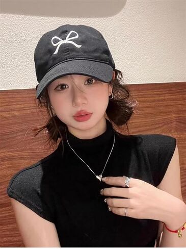 Sumleno المرأة العصرية لطيف القوس قبعة بيسبول Y2k الجمالية Coquette Preppy قبعة واقية من الشمس المشي لمسافات طويلة السفر قبعة سائق الشاحنة الملحقات in Saudi Arabia