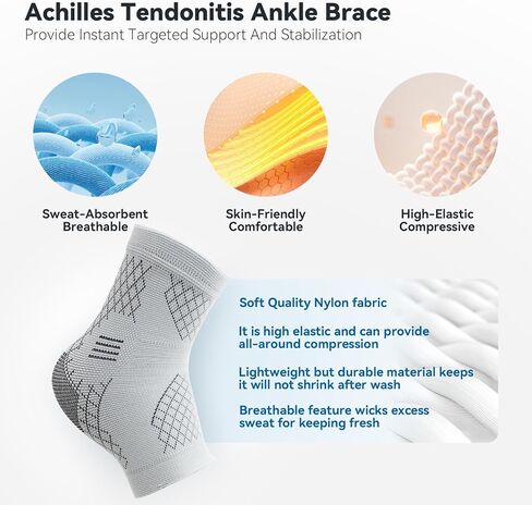 INDEEMAX 2 Pack Ankle Brace for Sprained Ankle, Arch Support Compression Sleeve Socks for Women & Men, Achilles Tendonitis Brace Wraps for Plantar Fasciitis, Foot Swelling Relief in Saudi Arabia