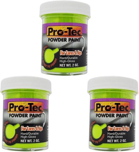 Pro Tec Powder Paint Bundle, Green Chartreuse - 3-Pack, Powder Lure Paint for Jig Heads, Fishing Lure Paint and Dye, 2 Oz in Saudi Arabia