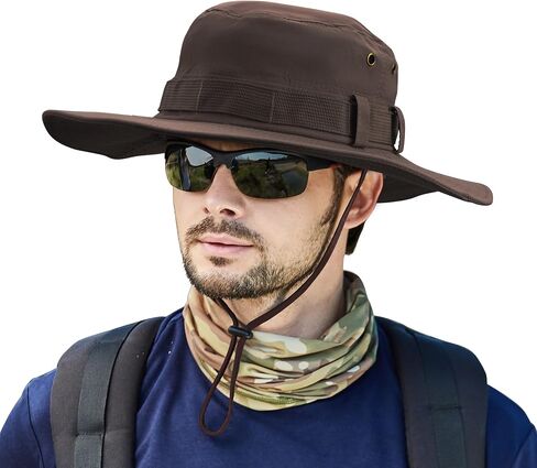 Muryobao Men's Sun Hats Summer UPF50+ Wide Brim Bucket Hat Breathable Waterproof Foldable Safari Boonie Cap in Saudi Arabia