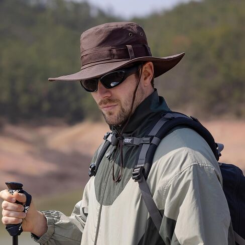 Muryobao Men's Sun Hats Summer UPF50+ Wide Brim Bucket Hat Breathable Waterproof Foldable Safari Boonie Cap in Saudi Arabia