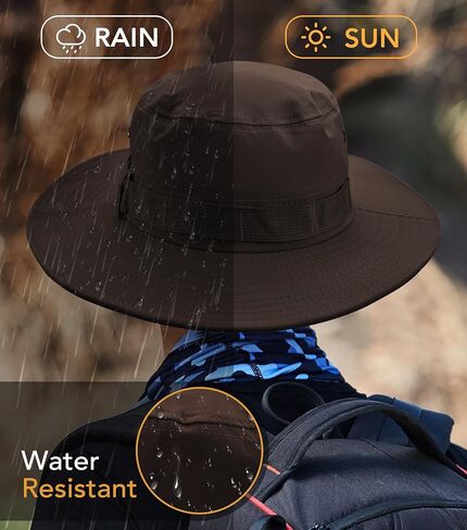 Muryobao Men's Sun Hats Summer UPF50+ Wide Brim Bucket Hat Breathable Waterproof Foldable Safari Boonie Cap in Saudi Arabia