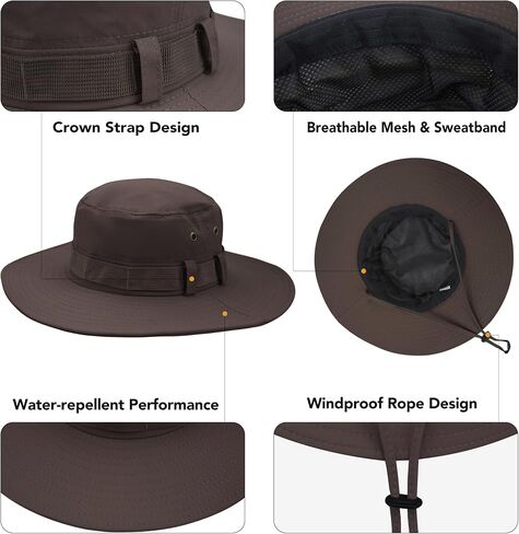Muryobao Men's Sun Hats Summer UPF50+ Wide Brim Bucket Hat Breathable Waterproof Foldable Safari Boonie Cap in Saudi Arabia