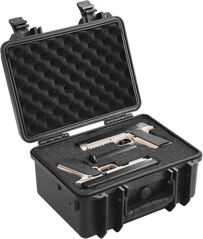 VEVOR Hard Pistol Cases with Pre-cut PU Foam, Waterproof & Dustproof Hard Gun Case for 2 Pistol, 14.4×11.6×7.8 in Lockable Pistol Case, Black in Saudi Arabia