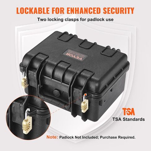 VEVOR Hard Pistol Cases with Pre-cut PU Foam, Waterproof & Dustproof Hard Gun Case for 2 Pistol, 14.4×11.6×7.8 in Lockable Pistol Case, Black in Saudi Arabia