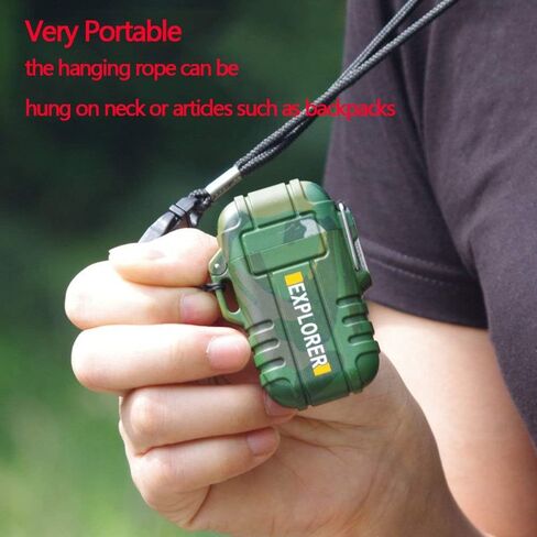 Pack of 2 Dual Arc Plasma Electric Rechargeable Flameless Lighter Waterproof Windproof for Camping, Hiking, Skiing, Outdoor Adventure (Orange) in Saudi Arabia