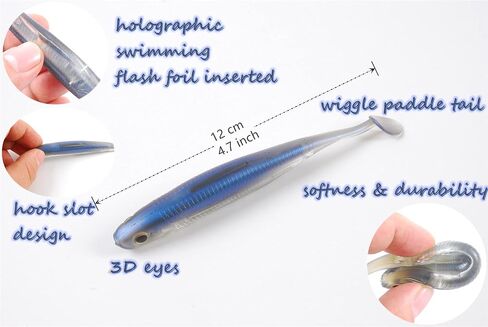 Soft Fishing Lure, Artificial Lure Swimbaits, Wiggle Paddle Tail, Multiple Color Available, Saltwater/Freshwater in Saudi Arabia