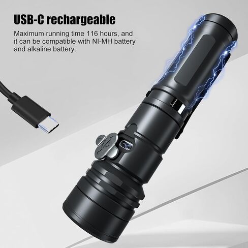 Rechargeable Flashlight,Super Bright,Flashlights High Lumens, Small EDC Flashlights for Emergencies,with Magnetic Base,IP68 Waterproof Flash Light for Camping,Hiking,Outdoor,Home (Black) in Saudi Arabia