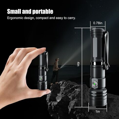 Rechargeable Flashlight,Super Bright,Flashlights High Lumens, Small EDC Flashlights for Emergencies,with Magnetic Base,IP68 Waterproof Flash Light for Camping,Hiking,Outdoor,Home (Black) in Saudi Arabia