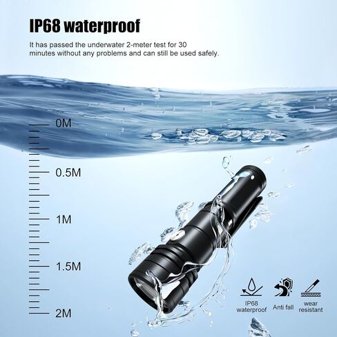 Rechargeable Flashlight,Super Bright,Flashlights High Lumens, Small EDC Flashlights for Emergencies,with Magnetic Base,IP68 Waterproof Flash Light for Camping,Hiking,Outdoor,Home (Black) in Saudi Arabia