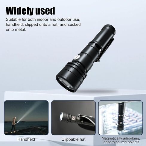 Rechargeable Flashlight,Super Bright,Flashlights High Lumens, Small EDC Flashlights for Emergencies,with Magnetic Base,IP68 Waterproof Flash Light for Camping,Hiking,Outdoor,Home (Black) in Saudi Arabia