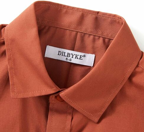 DILBYKE Boys Short Sleeve Dress Shirt Solid Button Down Uniform Casual Woven Shirts with Two Pockets in Kuwait