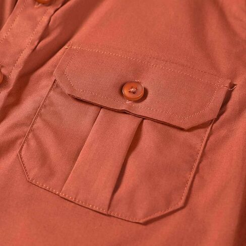 DILBYKE Boys Short Sleeve Dress Shirt Solid Button Down Uniform Casual Woven Shirts with Two Pockets in Kuwait