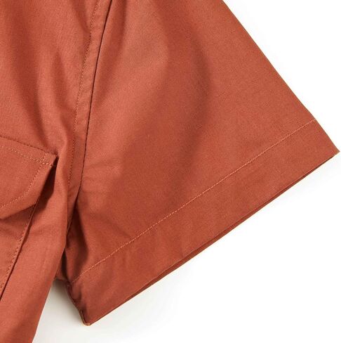 DILBYKE Boys Short Sleeve Dress Shirt Solid Button Down Uniform Casual Woven Shirts with Two Pockets in Kuwait