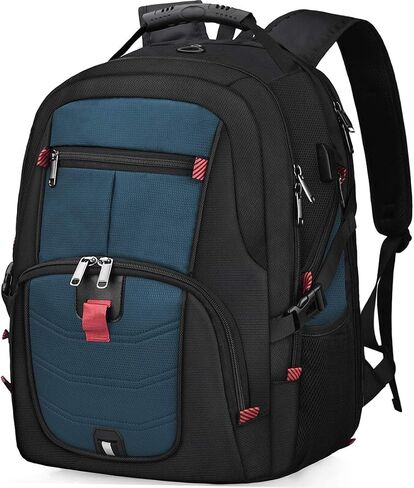 Laptop Backpack 17 Inch Waterproof Extra Large TSA Travel Backpack Anti Theft College Business Mens Backpacks with USB Charging Port 17.3 Gaming Computer Backpack for Women Men Black 45L in Saudi Arabia