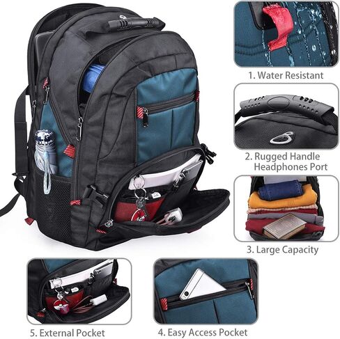 Laptop Backpack 17 Inch Waterproof Extra Large TSA Travel Backpack Anti Theft College Business Mens Backpacks with USB Charging Port 17.3 Gaming Computer Backpack for Women Men Black 45L in Saudi Arabia
