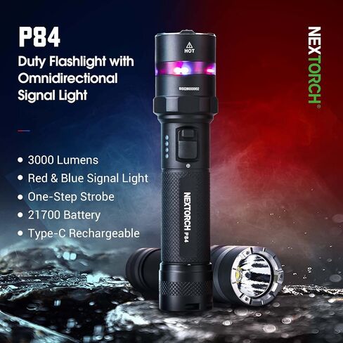 NEXTORCH 3000 لومن قابلة للشحن متعدد مصدر الضوء Type-C USB مصابيح كاشفة بلمبات LED صغيرة مدمجة EDC تحذير الشعلة P84 in Kuwait