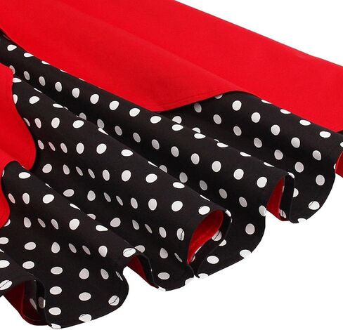 فستان منقوش للنساء، فستان من القماش القطني لحفلات الكوكتيل العتيقة في الخمسينيات من القرن العشرين وحفلات أعياد الميلاد وحفلات أعياد الميلاد من روكابيلي ريترو أميرة روكابيلي سوينغ صيفية متوسطة الطول لحفلات الزفاف والرقص في الخمسينيات والستينات زي تنكري ورد in Kuwait