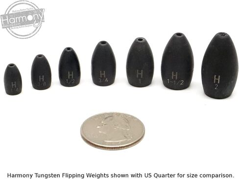 Harmony Fishing - Tungsten Flipping Weights (Chip-Proof Oxide Coated) for bass fishing [includes Weight Pegs] in Kuwait