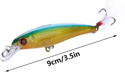 حزمة من 10 طعوم صيد سمك المنوة الصلبة مجموعة من البلاستيك الطعوم الصلبة لصيد الأسماك مجموعة طعوم المياه العلوية عدة طعوم سباحة باس كرانكبيت لسمك السلمون المرقط وسمك السمك الأحمر مع خطاف in Kuwait