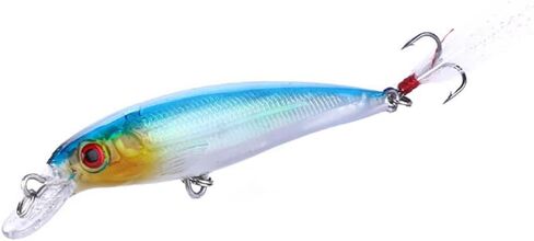 حزمة من 10 طعوم صيد سمك المنوة الصلبة مجموعة من البلاستيك الطعوم الصلبة لصيد الأسماك مجموعة طعوم المياه العلوية عدة طعوم سباحة باس كرانكبيت لسمك السلمون المرقط وسمك السمك الأحمر مع خطاف in Kuwait