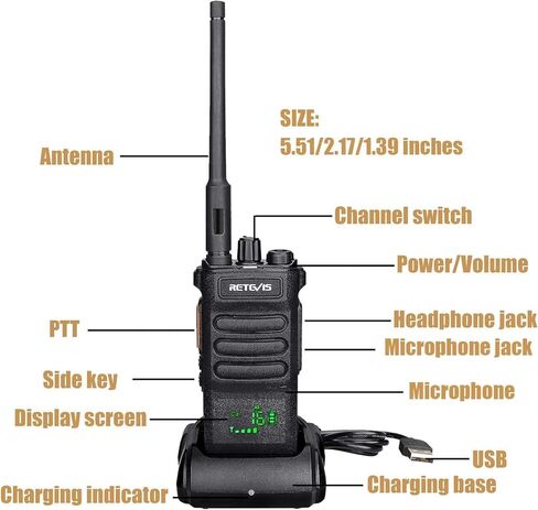 Retevis RT86 Long Distance Walkie Talkies, Heavy Duty 2600 mAh Rechargeable Two Way Radio,Remote Alarm Rugged Walkie Talkies Adults, for Offroad(1 Pack) in Saudi Arabia