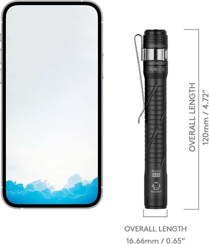 RovyVon Aurora A33 Rechargeable Pen Flashlight, 200 Lumen Cool White Pocket Size Pen Light with USB-C Charging Cable and Pocket Clip, for Dentist Inspection, Work, Emergencies Outdoor (Black) in Saudi Arabia