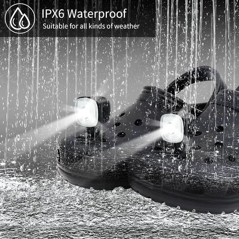 Croc Lights for Shoes Rechargeable, 2pcs Headlights for Croc, Waterproof Flashlight Attachment for Croc, Adjustable Camping Accessories for Kids Adults, Dog Walking, Running (Black) in Kuwait