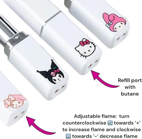 NIVEK Lipstick Lighter Kitty KT Cat Kawaii Cute Kuromi Melody Bunny Rabbit Collectable (Kuromi) in Saudi Arabia