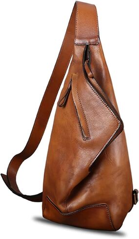 Genuine Leather Sling Bag for Men and Women Vintage Handmade Leather Sling Backpack Fashion Crossbody Bag Chest Purse in Saudi Arabia