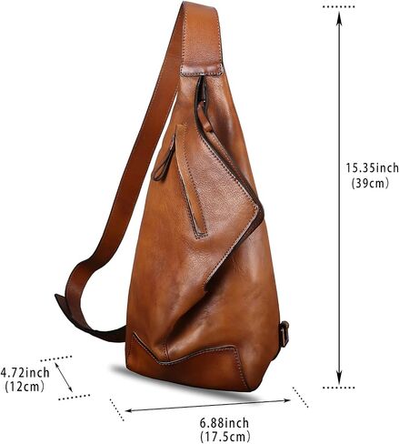 Genuine Leather Sling Bag for Men and Women Vintage Handmade Leather Sling Backpack Fashion Crossbody Bag Chest Purse in Saudi Arabia