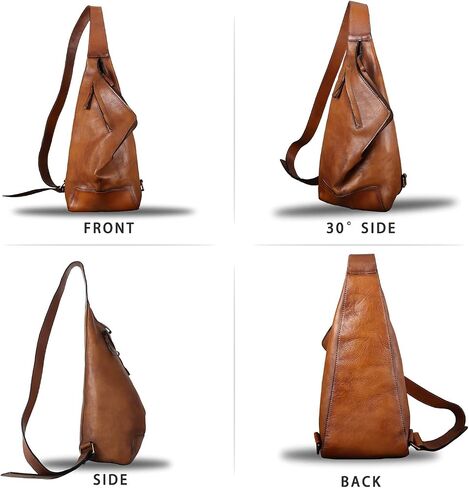 Genuine Leather Sling Bag for Men and Women Vintage Handmade Leather Sling Backpack Fashion Crossbody Bag Chest Purse in Saudi Arabia