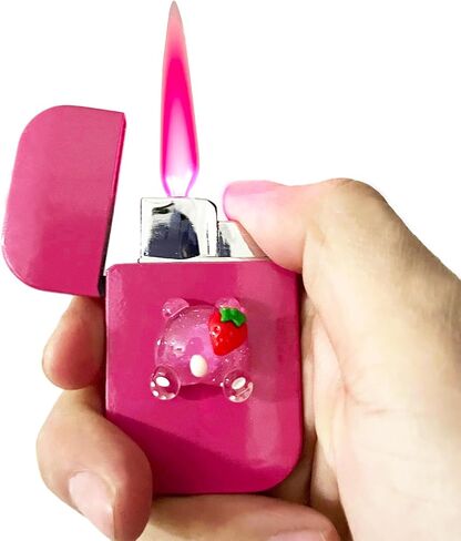 Creative Pink Flame Lighter, Windproof Butane Lighter, Adjustable Open Flame Lighters, Butane Lighter Refillable, Novelty Lighter for Fireplace Candle Camping BBQ (Without Gas) in Saudi Arabia