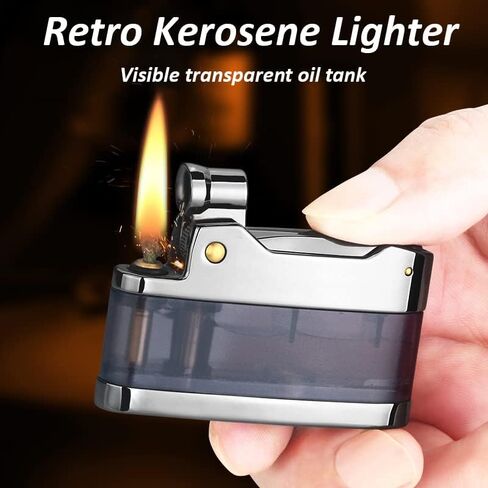 ولاعة سيجار لهب تقليدية، عجلة طحن ناعمة لهب الكيروسين، ولاعة الكيروسين ذات عجلة إطلاق نار كلاسيكية، بدون زيت (أزرق) in Kuwait