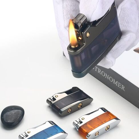 ولاعة سيجار لهب تقليدية، عجلة طحن ناعمة لهب الكيروسين، ولاعة الكيروسين ذات عجلة إطلاق نار كلاسيكية، بدون زيت (أزرق) in Kuwait