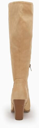 Coutgo Womens Faux Suede Knee High Boots Side Zipper Chunky Heel Stretch Winter Boots in Kuwait