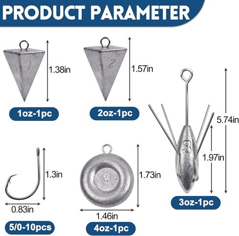Saltwater Surf Fishing Rigs Tackle Kit Include Surf Fishing Weights Pyramid Sinker Sputnik Sinker Fishing Leaders Rig Circle Hooks Surf Fishing Accessories in Saudi Arabia