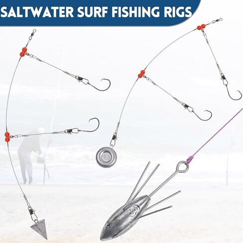 Saltwater Surf Fishing Rigs Tackle Kit Include Surf Fishing Weights Pyramid Sinker Sputnik Sinker Fishing Leaders Rig Circle Hooks Surf Fishing Accessories in Saudi Arabia